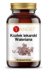 Yango Valerian supplement bottle containing 90 capsules for natural relaxation and support for sleep.