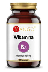 Yango Vitamin B6 supplement bottle with 90 capsules, supports nerve function and energy production.