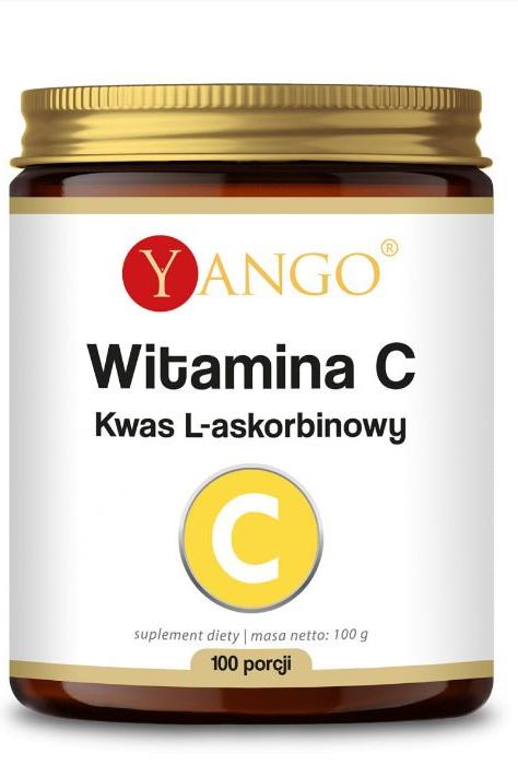 Yango Vitamin C supplement jar, L-ascorbic acid, 100 g, supports immune system and collagen production