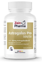 Zein Pharma Astragalus Pro 500/50, 50mg Astragaloside IV dietary supplement capsule bottle.