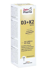 Zein Pharma Vitamin D3 + K2 Spray in peppermint flavor for immune support and bone health.