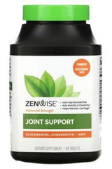 Zenwise Joint Support supplement bottle with 90 tablets, promoting joint health and mobility with glucosamine and chondroitin.