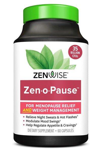 Zenwise Zen-o-Pause dietary supplement for menopause relief and weight management, 60 capsules.