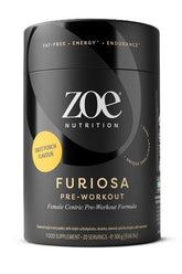 ZOE Nutrition Furiosa Pre-Workout in fruit punch flavor, 300g container for enhanced energy and endurance.