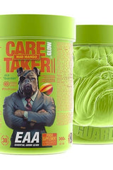 Zoomad Labs Caretaker II EAA Glow supplement jar featuring a muscular dog mascot in vibrant packaging.