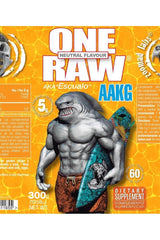 Zoomad Labs One Raw AAKG supplement packaging, highlighting muscle growth and performance benefits, 300g.