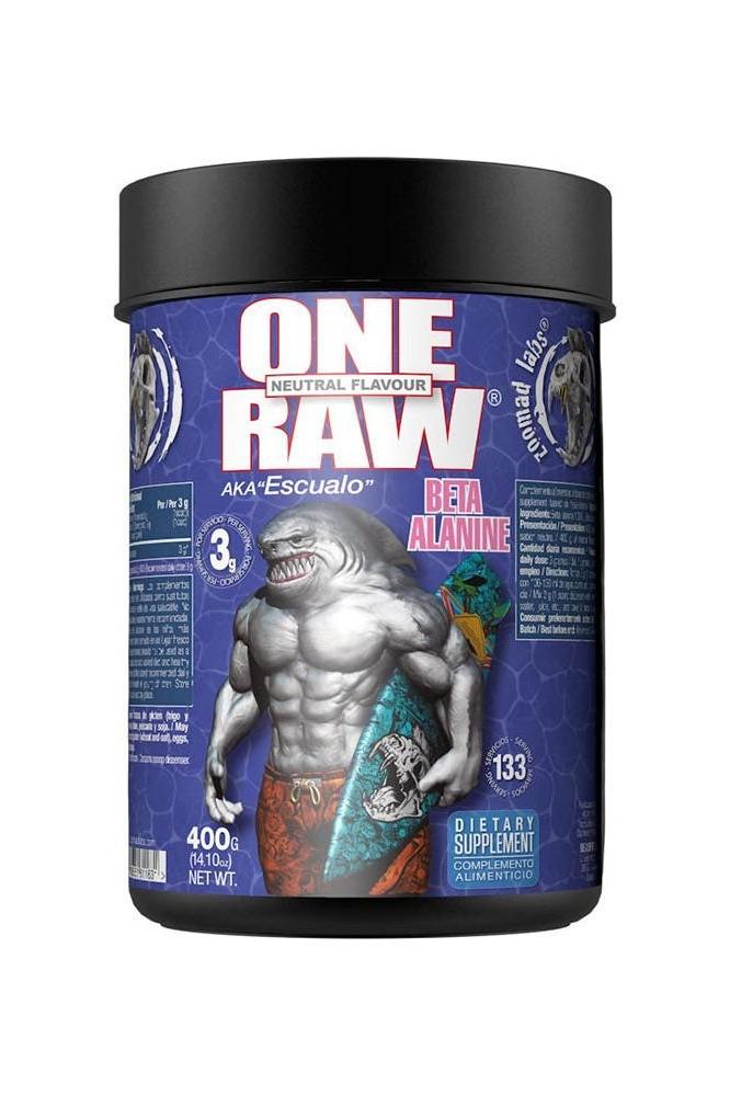 Zoomad Labs One Raw Beta-alanine supplement container with neutral flavor, promoting explosive strength and endurance.