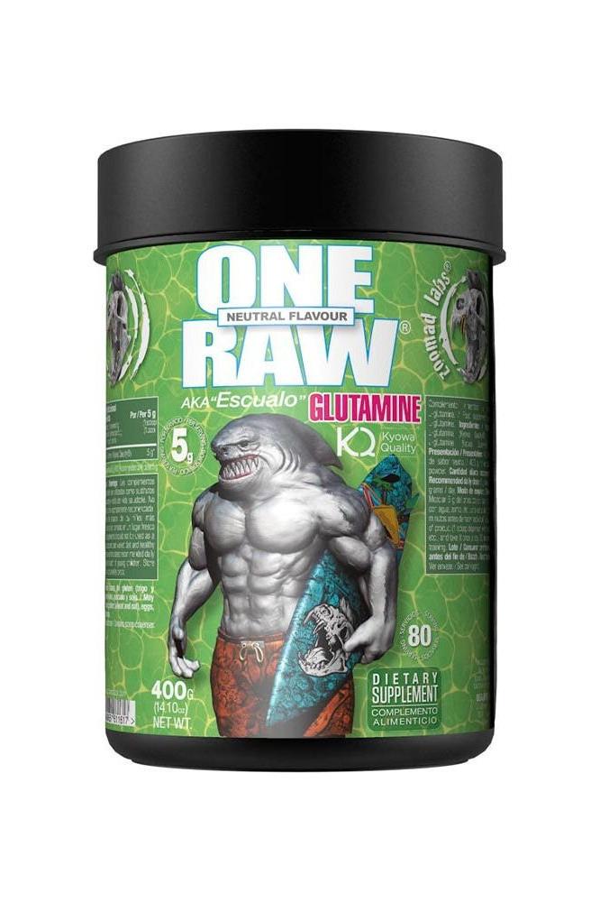 One Raw® Glutamine by Zoomad Labs - Neutral flavor dietary supplement for muscle recovery and immune support.