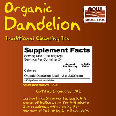 Now Foods - Dandelion Tea, Organic - 24 Tea Bags