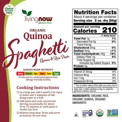Now Foods - Quinoa Spaghetti Pasta, Organic - 227 g