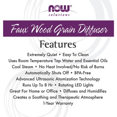 Now Foods - Ultrasonic Faux Wood Essential Oil Diffuser - 1 pc