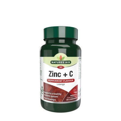 Natures Aid - Zinc + C Lozenge - Peppermint Flavour - 30