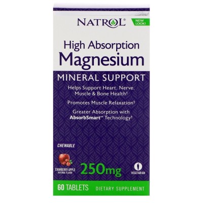 Natrol - Magnesium High Absorption, 250mg Cranberry Apple - 60