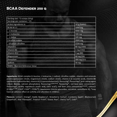 Kevin Levrone - BCAA Defender, Exotic Raspberry - 250 g