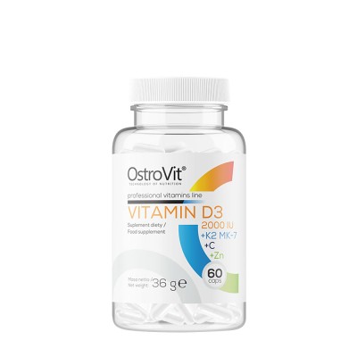 OstroVit - Vitamin D3 2000 IU + K2 MK-7 + C + Zinc - 60 Capsules