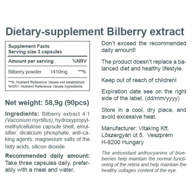 Vitaking - Bilberry Extract 470 mg - 90 Capsules