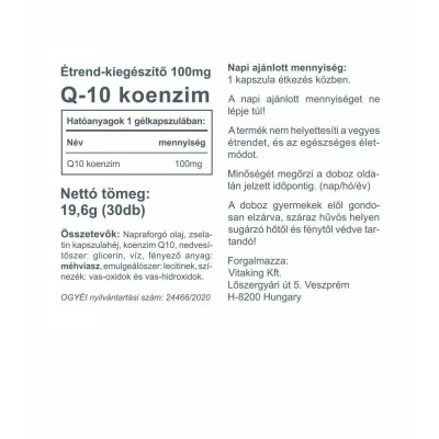 Vitaking - CoQ10 Coenzyme 100 mg - 30 Softgels
