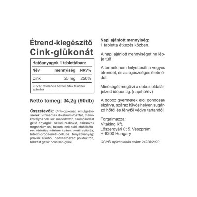 Vitaking - Zinc Gluconate 25 mg - 90 Tablets