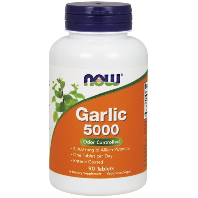 NOW Foods - Garlic 5000, Odor Controlled - 90 tablets