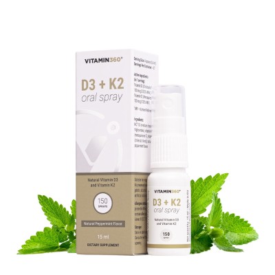 Vitamin360 - D3 + K2 Oral Spray, Natural Peppermint - 15 ml