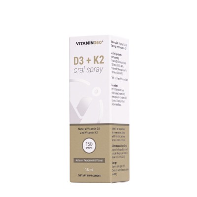 Vitamin360 - D3 + K2 Oral Spray, Natural Peppermint - 15 ml