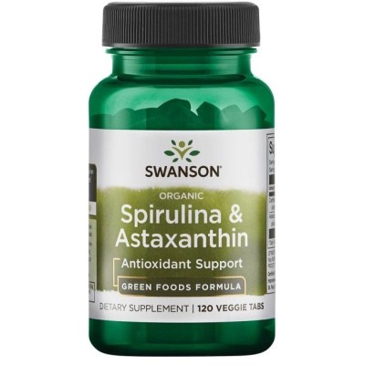 Swanson - Spirulina & Astaxanthin, Organic - 120 veggie tabs