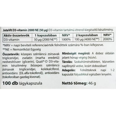JutaVit - Vitamin D3 2000 IU (50μg) - 100 Softgels