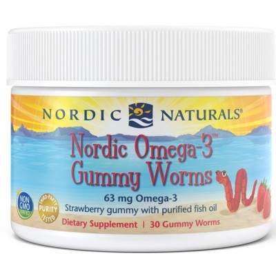 Nordic Naturals - Nordic Omega-3 Gummy Worms, 63mg Strawberry -