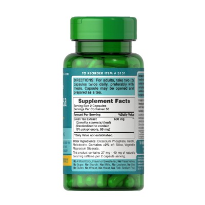 Puritan's Pride - Green Tea Standardized Extract 315 mg - 100