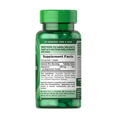 Puritan's Pride - Magnesium 250 mg - 100 Caplets