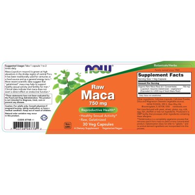 Now Foods - Maca 750 mg - 30 Veg Capsules