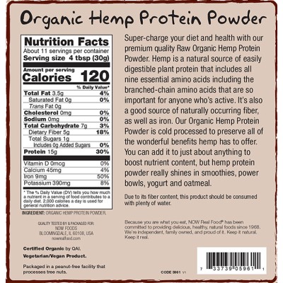 Now Foods - Hemp Protein, Organic Powder - 340 g