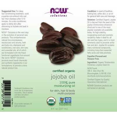 Now Foods - Jojoba Oil, Organic - 237 ml