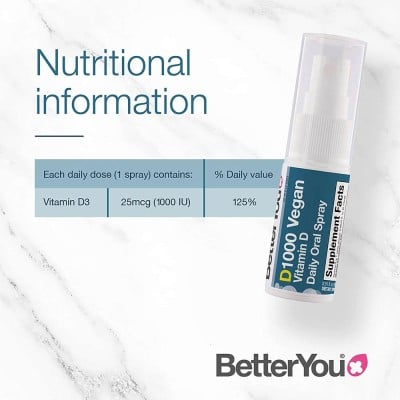 BetterYou - Dlux 1000 Vegan Vitamin D Oral Spray, Natural