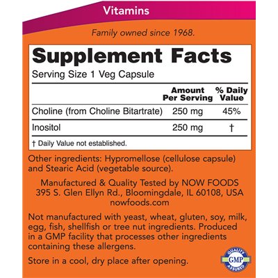 Now Foods - Choline & Inositol 500 mg
