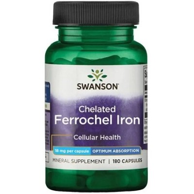 Swanson - Chelated Ferrochel Iron, 18mg - 180 caps