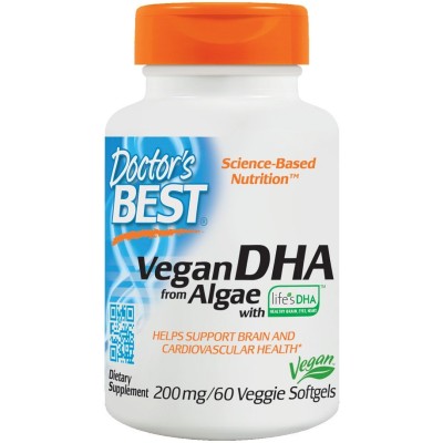 Doctor's Best - Vegan DHA from Algae, 200mg - 60 veggie softgels