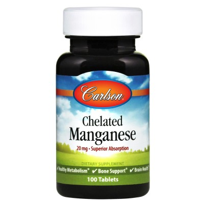 Carlson Labs - Chelated Manganese, 20mg - 100 tablets