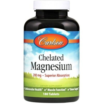 Carlson Labs - Chelated Magnesium, 200mg - 180 tablets