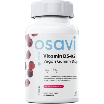 Osavi - Vitamin D3 + K2 Vegan Gummy Drops, Raspberry - 60
