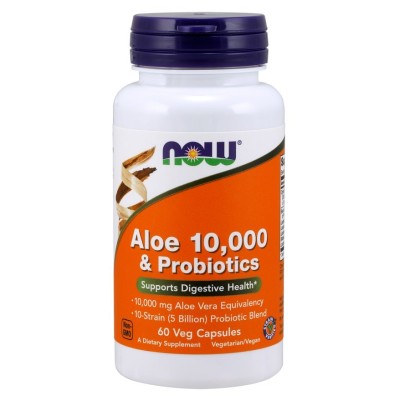 NOW Foods - Aloe 10,000 & Probiotics - 60 vcaps