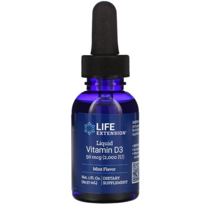 Life Extension - Liquid Vitamin D3, 50mcg (Mint) - 29 ml.
