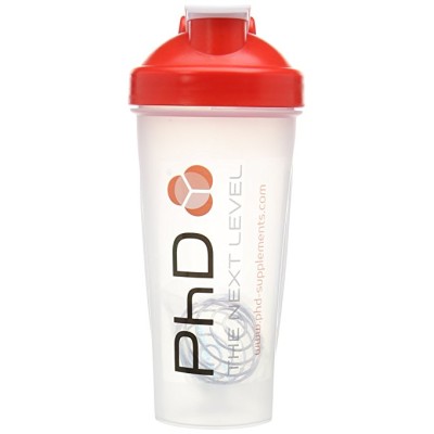 PhD - Mixball Shaker, Clear and Red Lid - 600 ml.