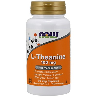 NOW Foods - L-Theanine with Decaf Green Tea, 100mg - 90 vcaps