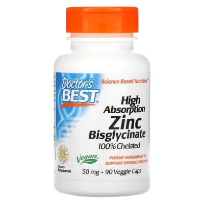 Doctor's Best - High Absorption Zinc Bisglycinate, 50mg - 90