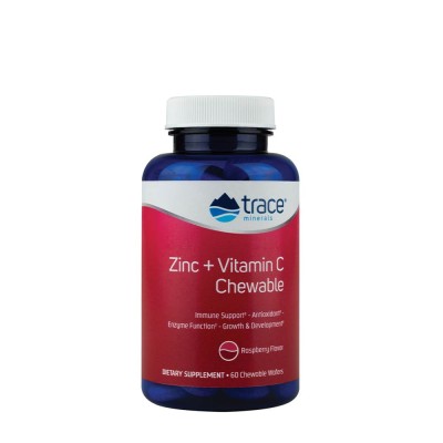 Trace Minerals - Zinc + Vitamin C Chewable, Raspberry - 60