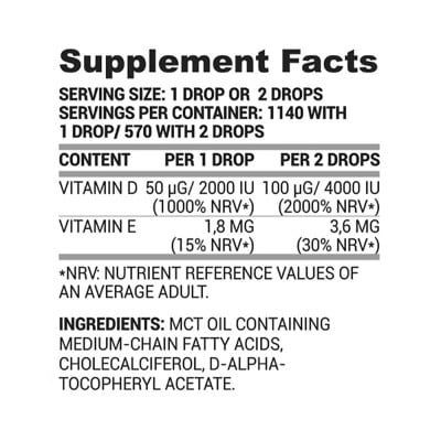 Nutriversum - Vitamin D+E Drops - VITA, Unflavored - 30 ml