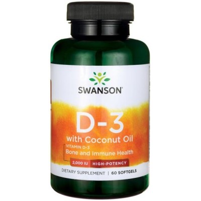 Swanson - Vitamin D-3 with Coconut Oil, 2000 IU - 60 softgels