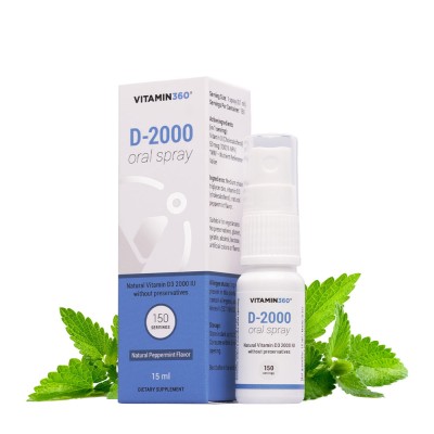 Vitamin360 - D-2000 Oral Spray, Natural Peppermint - 15 ml