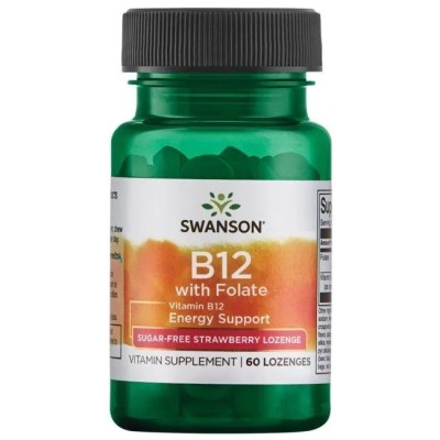 Swanson - Vitamin B-12 with Folic Acid, 1000mcg - 60 sublingual